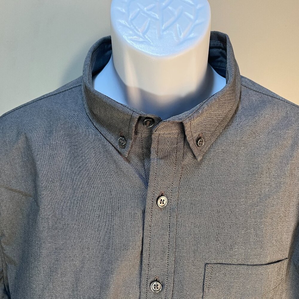 👔 Proof Brand Men’s Oxford Shirt XL Gray Long Sleeve Button-Up Classic ✨